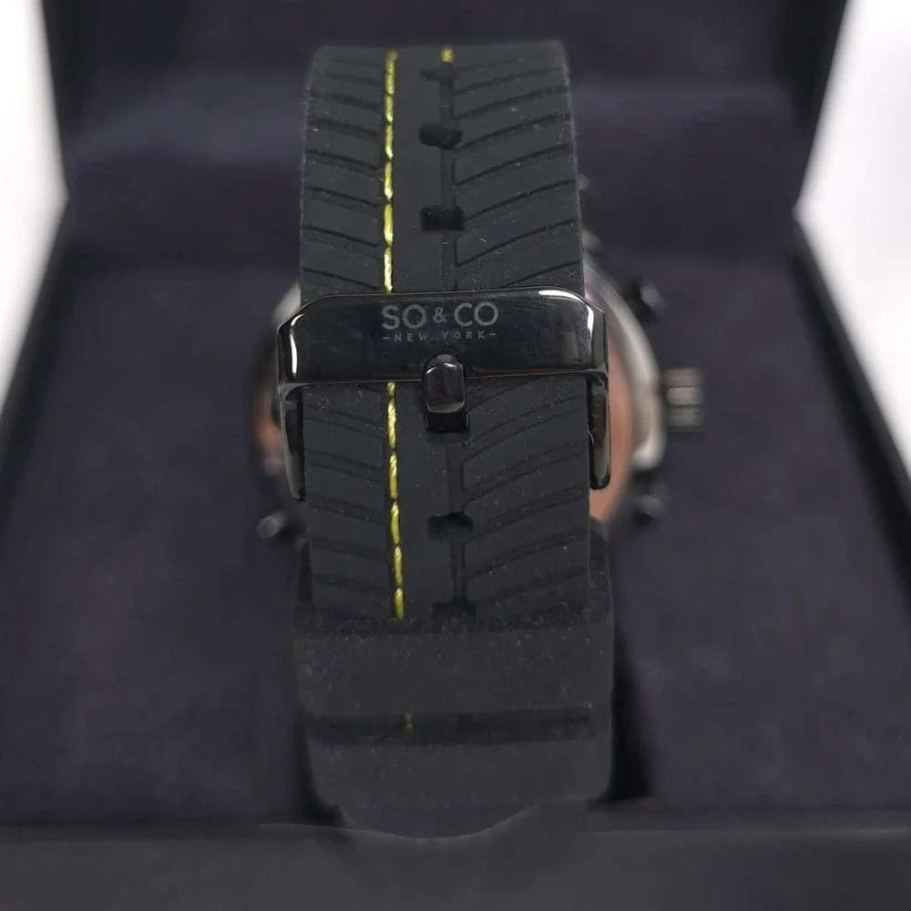 SO & CO NY New Mens Watch Analog Digital Black Yellow Sport 100M Water Resistant